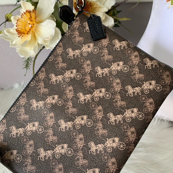 COACH Large Front Zip Wristlet With Horse And Carriage Print And Planets - Picture 2 of 10